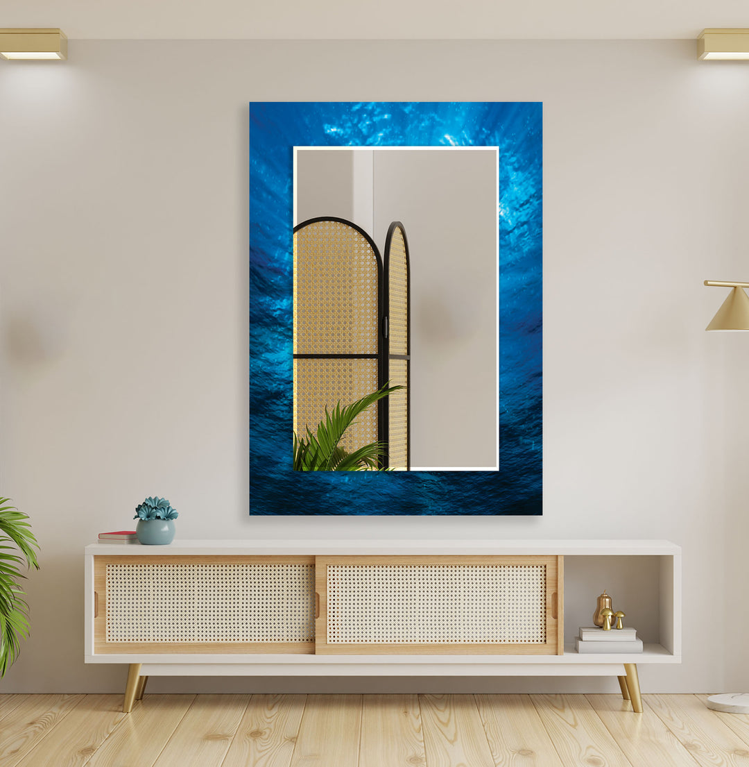 Dark Sea Blue Wall Mirror Modern Wall Mirror
