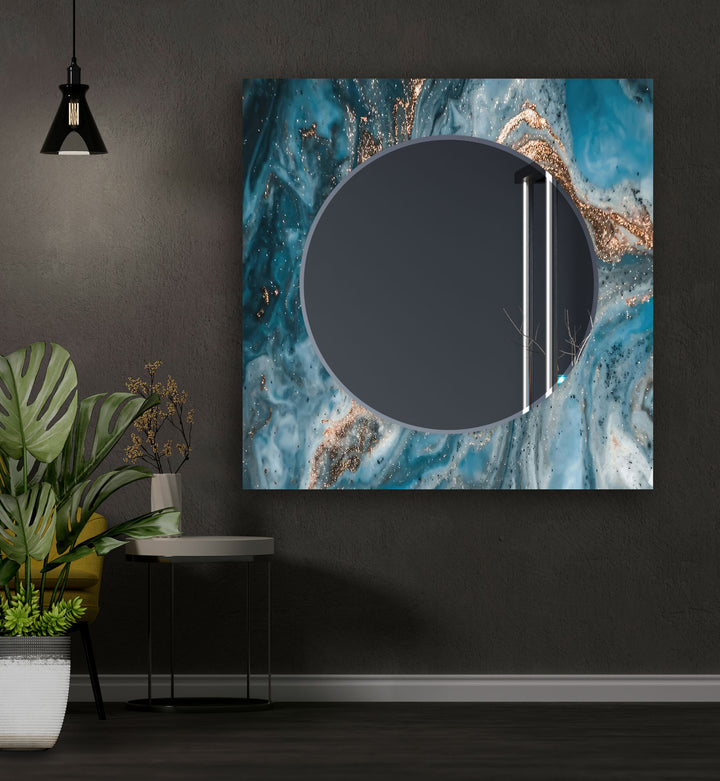 Abstract Blue Golden Details Wall Mirrors full body mirror
