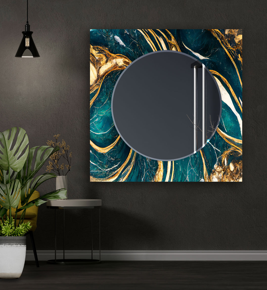 Dark Green & Gold Wall Mirror black frame mirror
