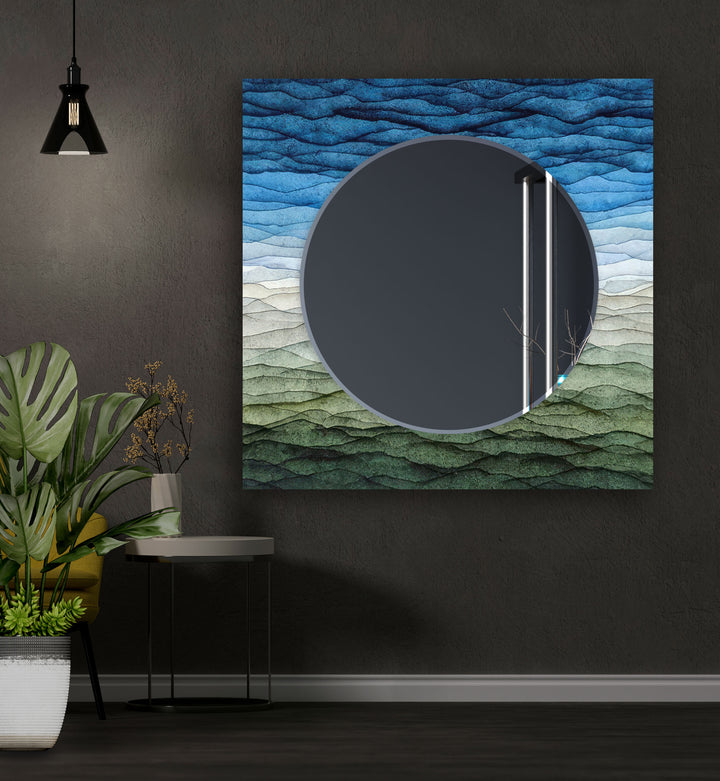 Blue & Green Waves Wall Mirror large floor mirror
