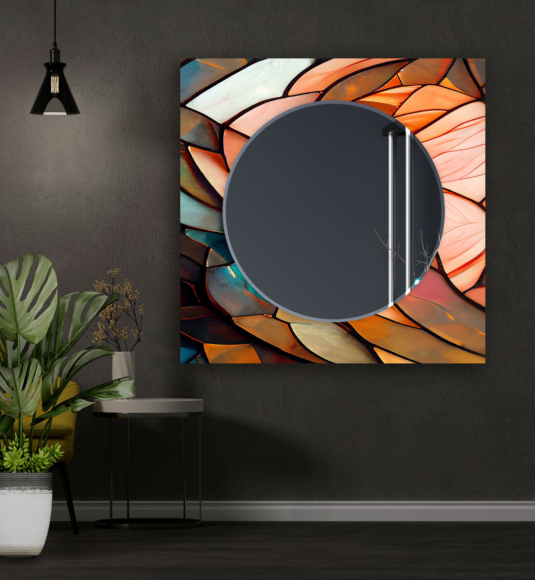 Pastel Colors Stained Wall Mirror Modern Wall Mirror
