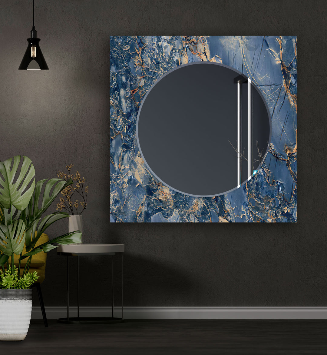 Navy Blue Ceramic Wall Mirror Decorative Mirror
