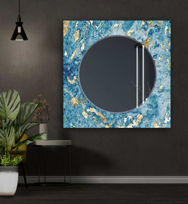 Golden Blue Wall Mirror oversized wall mirrors
