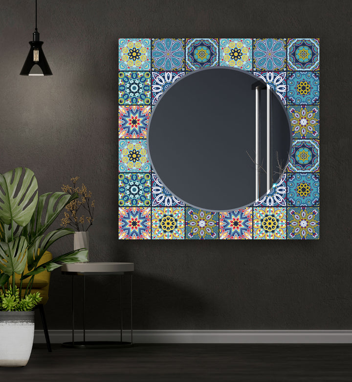 Mosaic Blue Design Wall Mirrors wall decorative mirror
