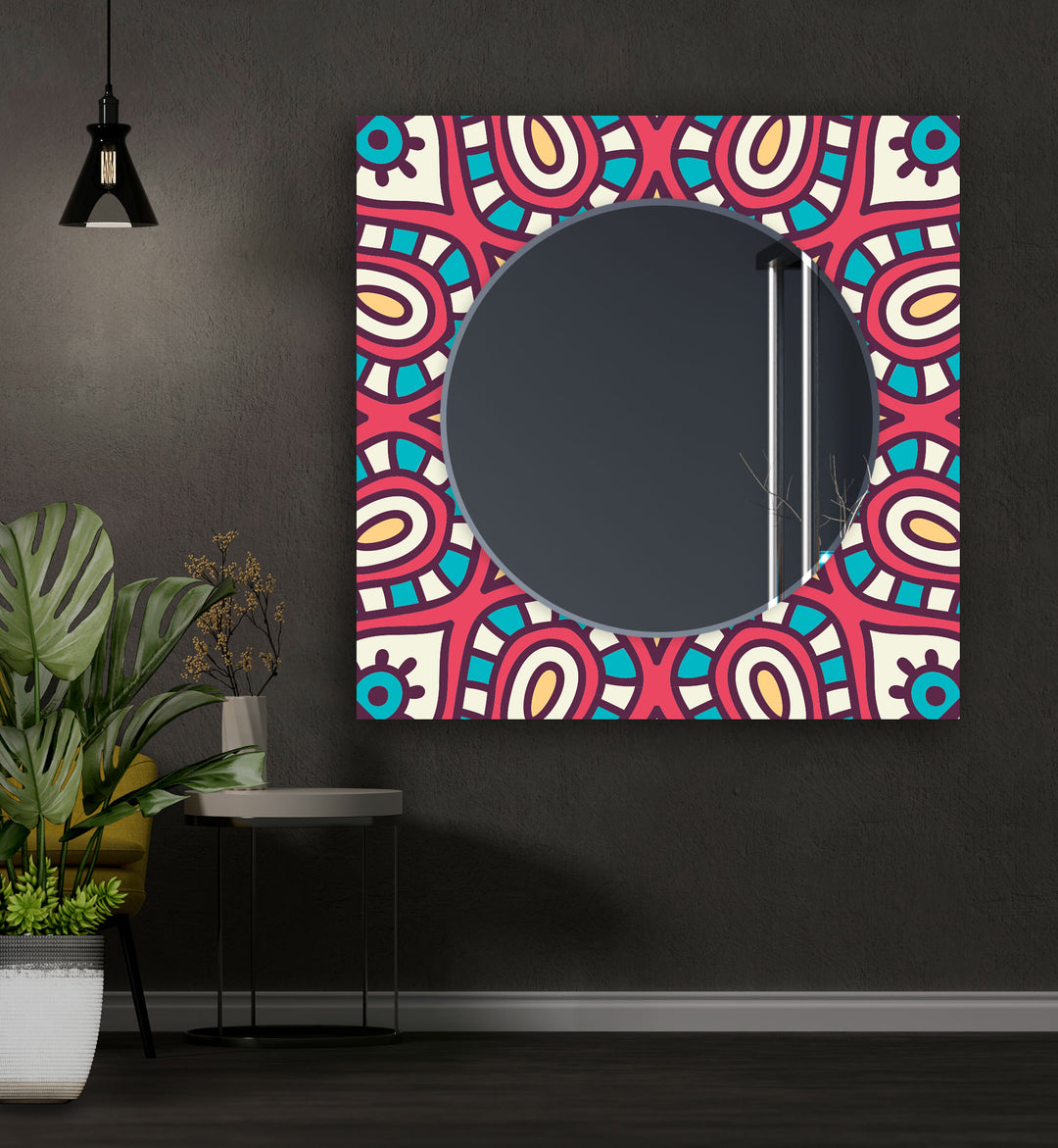 Pink Mandala Design Abstract Wall Mirror Large Mirror
