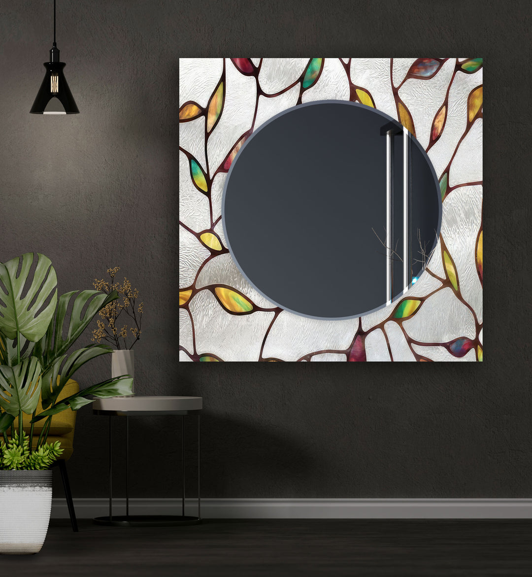 Yellow Leafs Abstract Wall Mirror big wall mirror
