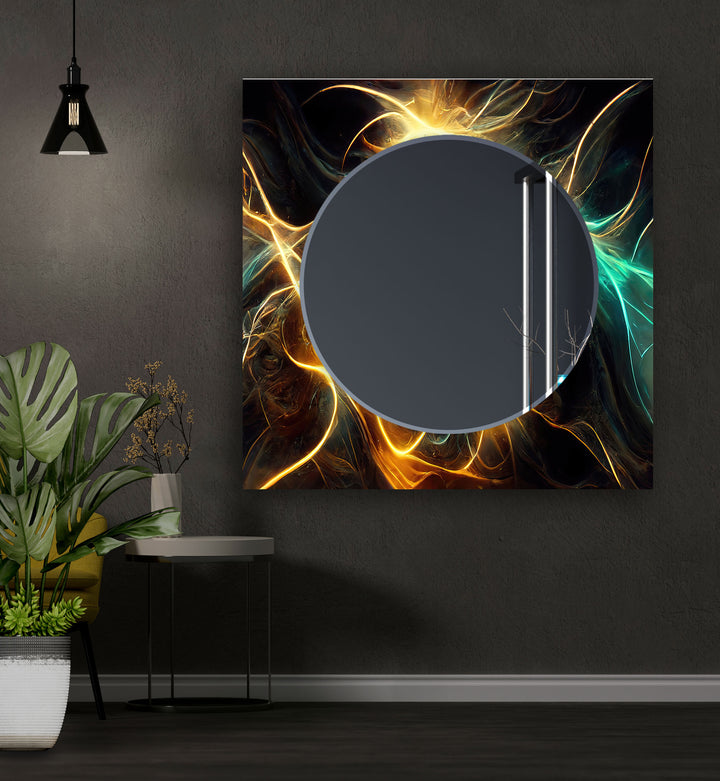 Abstract Electric Lines Wall Mirror Huge Mirror
