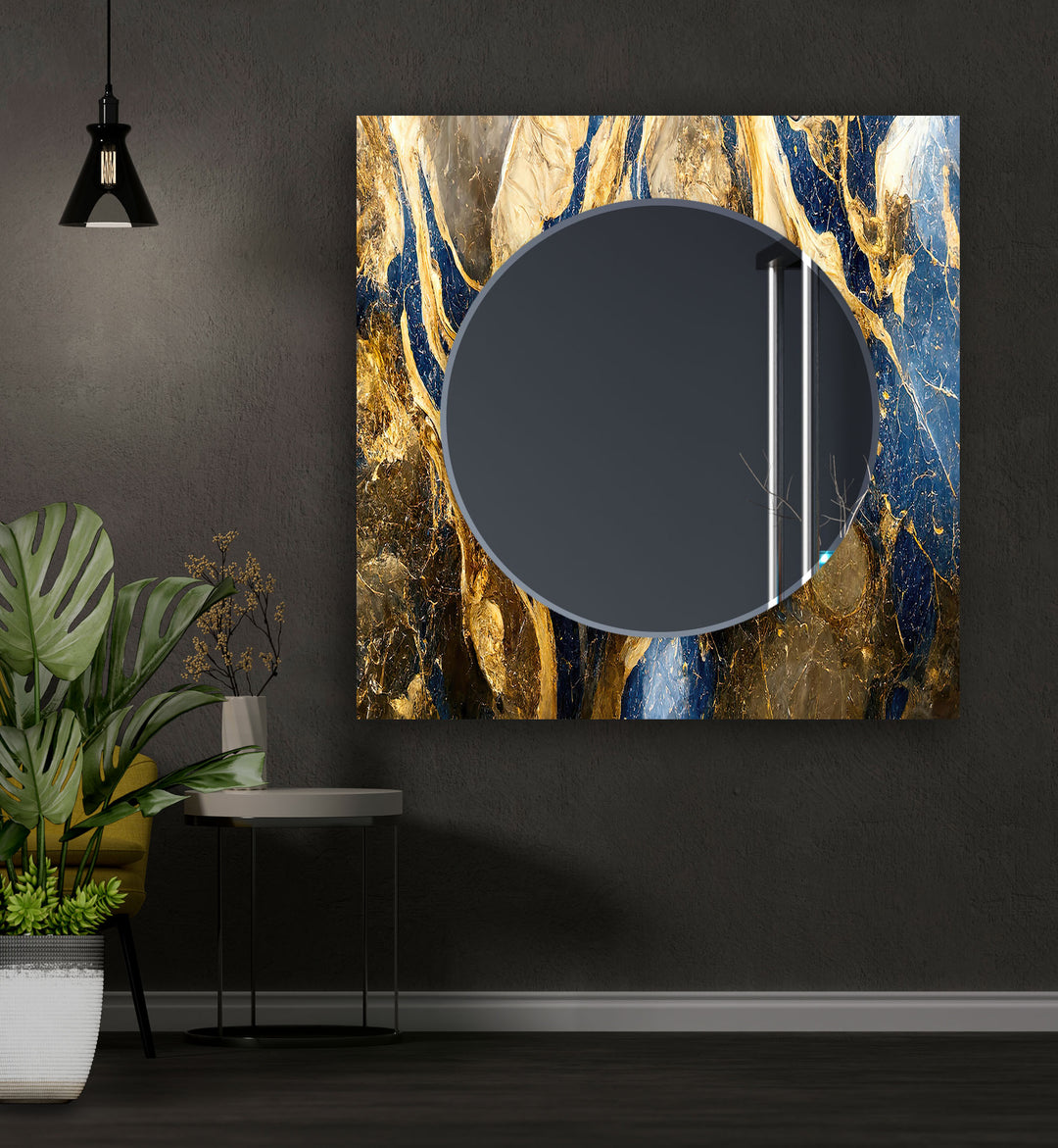 Brown & Gold Marble Wall Mirror Framed Mirror
