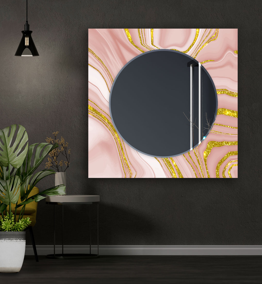 Pink Gold Details Wall Mirror Dining Room Mirror
