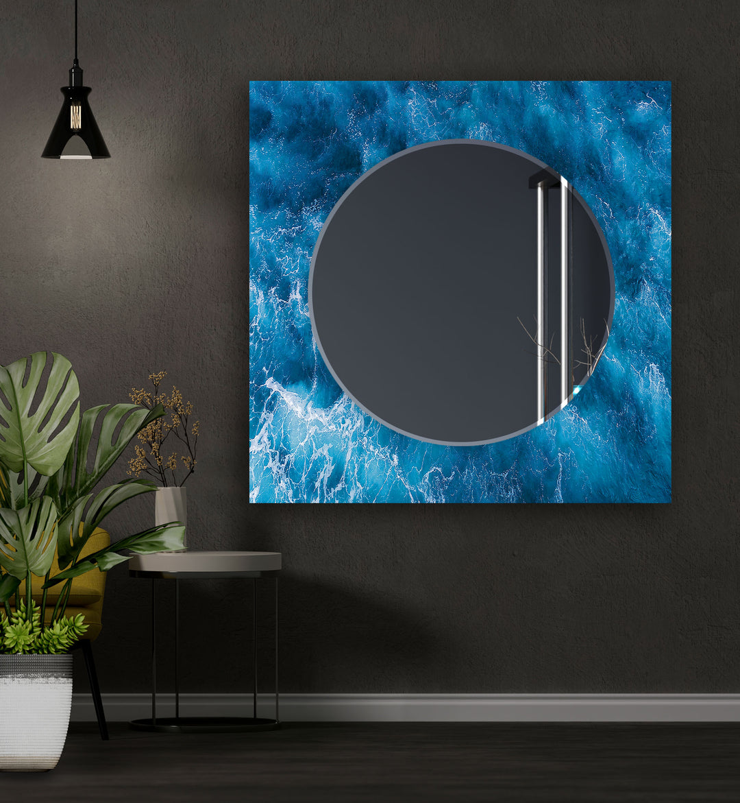 Blue Ocean Wave Wall Mirrors gold wall mirror
