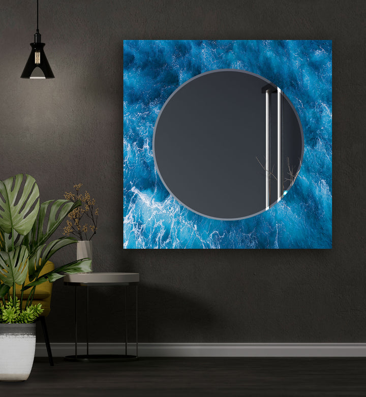 Blue Ocean Wave Wall Mirrors gold wall mirror
