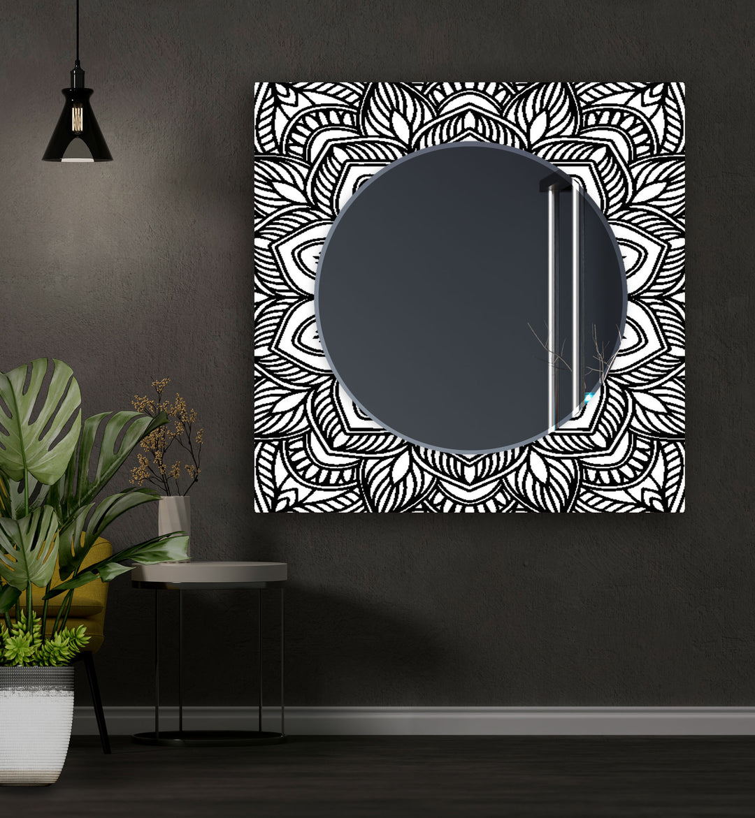 Abstract with Gold Details Wall Mirror Bathroom Wall Mirror