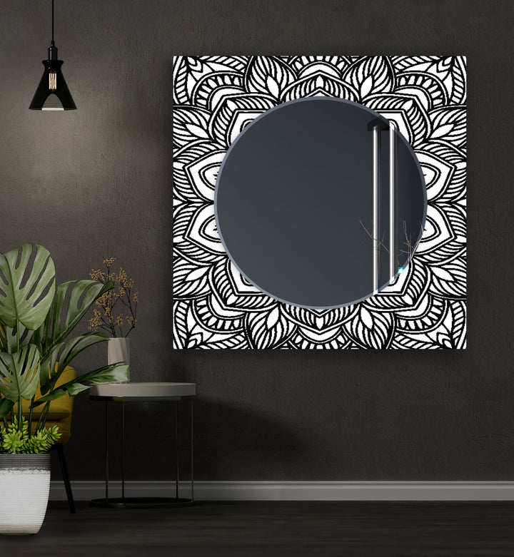 Abstract with Gold Details Wall Mirror Bathroom Wall Mirror