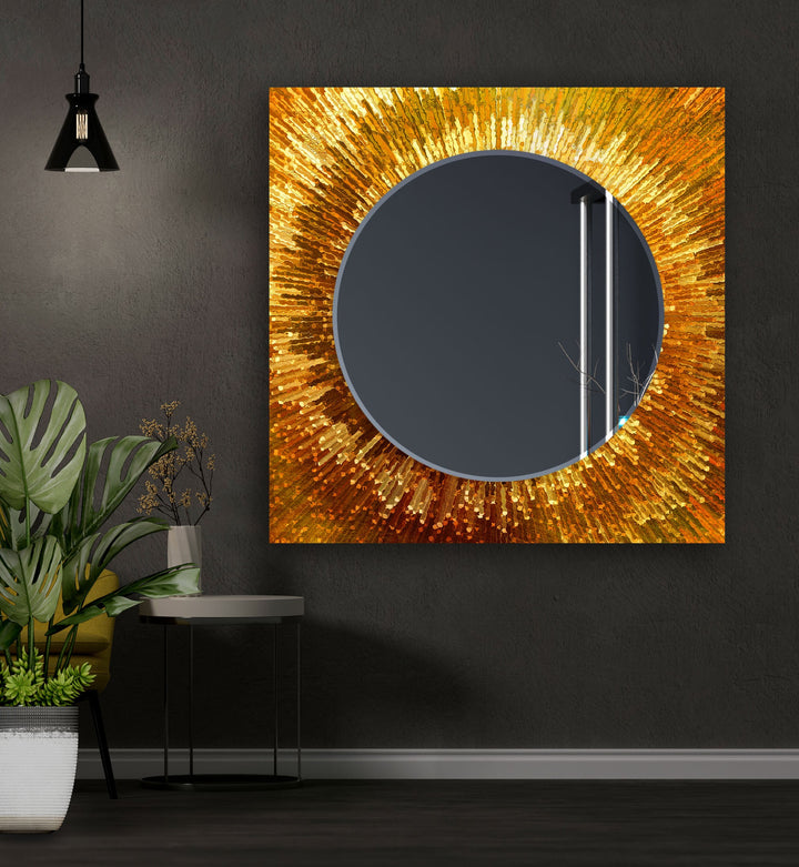 Bright Gold Abstract Wall Mirror Mosaic Wall Mirror
