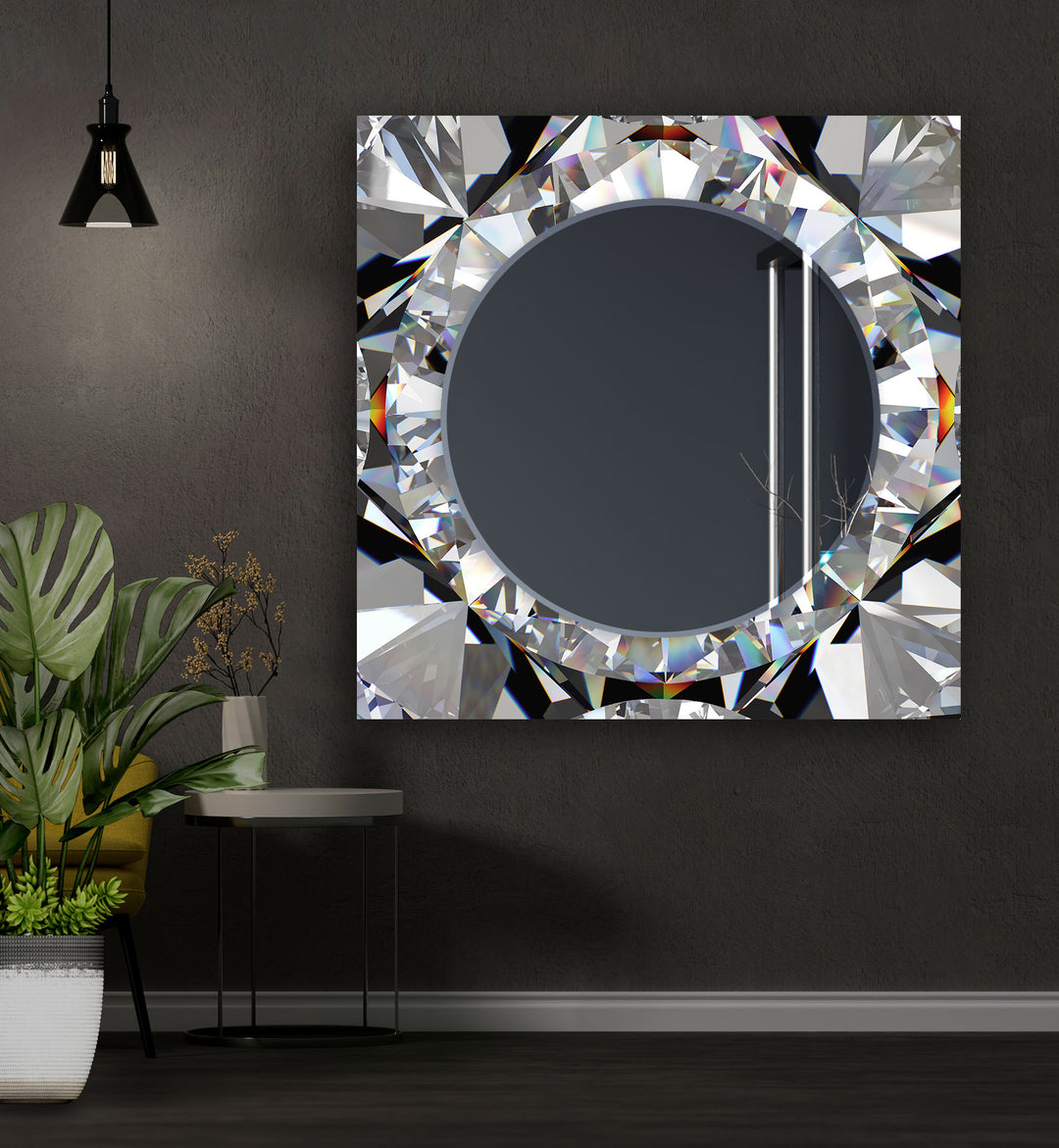 Shiny Diamond Wall Mirror Black Wall Mirror
