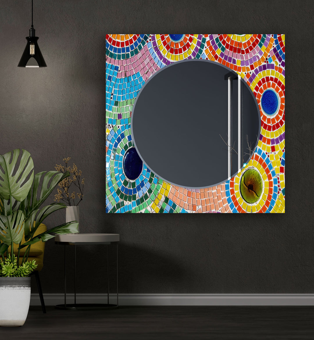 Little Multicolored Mosaic Stones Wall Mirror Large Mirror
