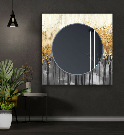 Abstract Tempered Glass Wall Mirror