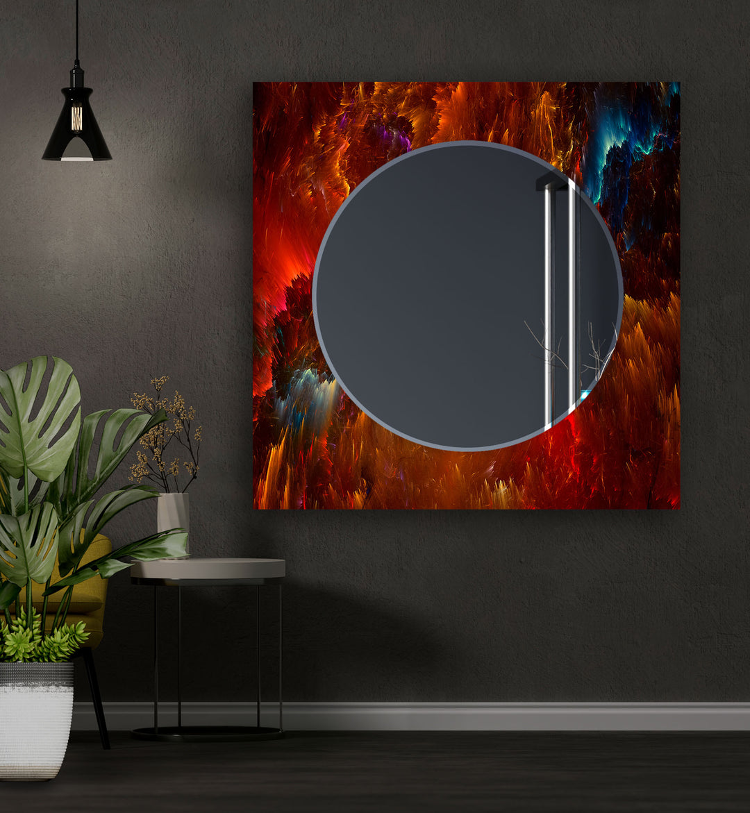 Red & Black Abstract Wall Mirror Entryway Mirror