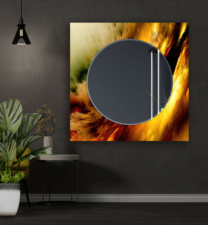 Gold & Orange Abstract Wall Mirror white framed mirror
