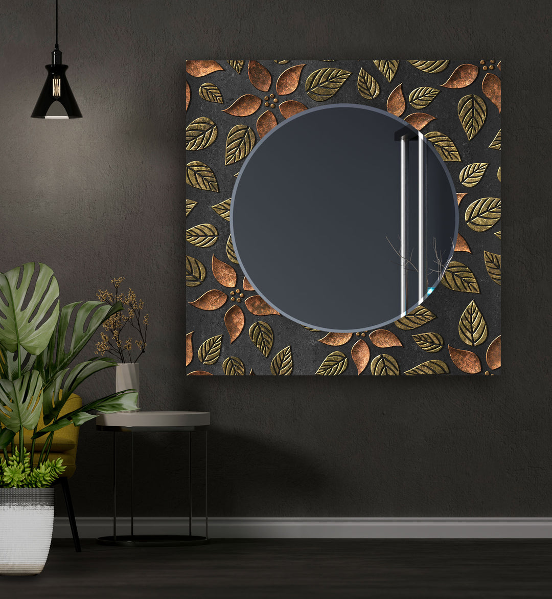 Copper Flowers Abstract Wall Mirror  living room mirror
