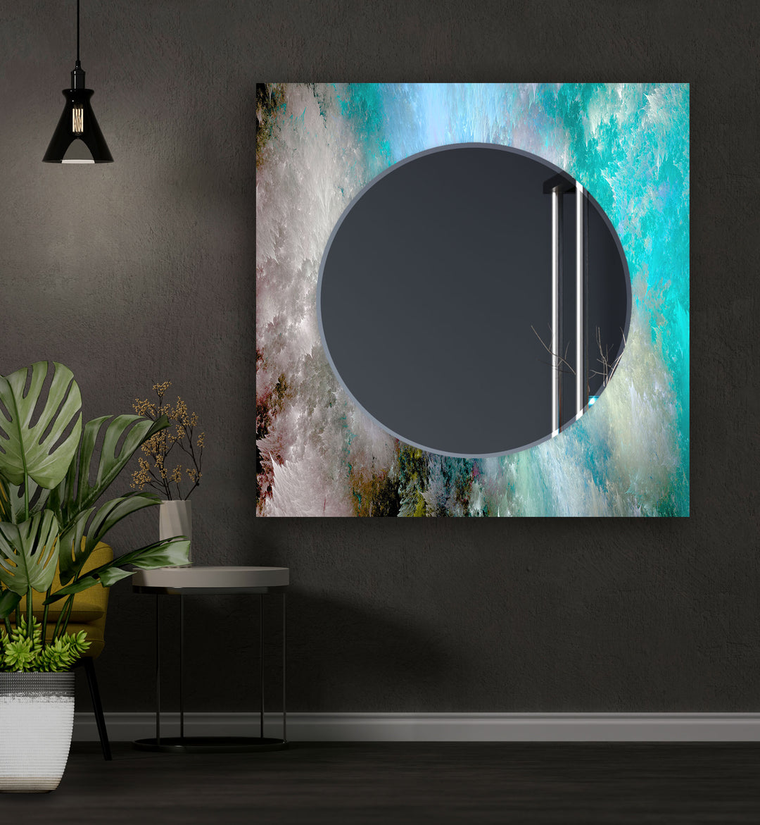 Blue & Gray Clouds Abstract Wall Mirror Entryway Wall Mirror
