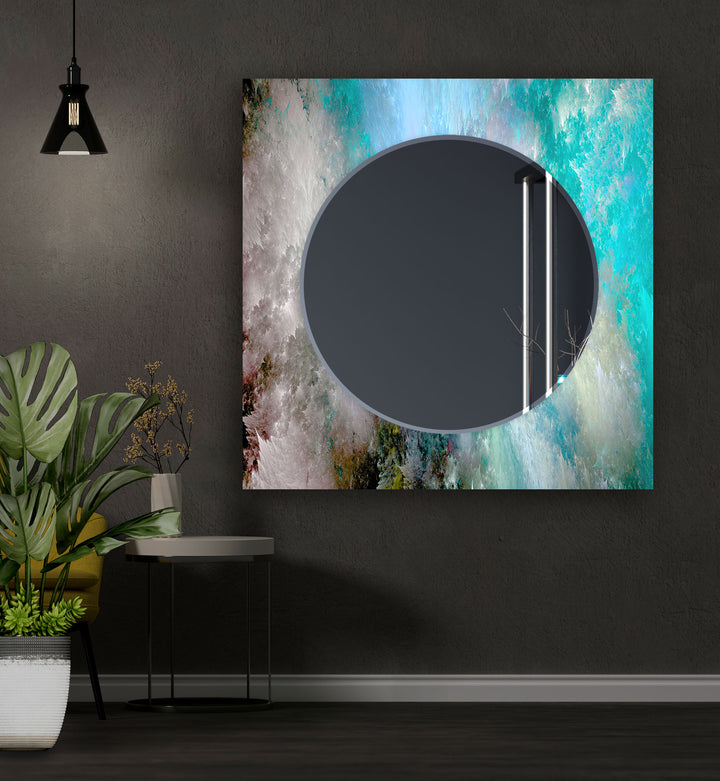 Blue & Gray Clouds Abstract Wall Mirror Entryway Wall Mirror
