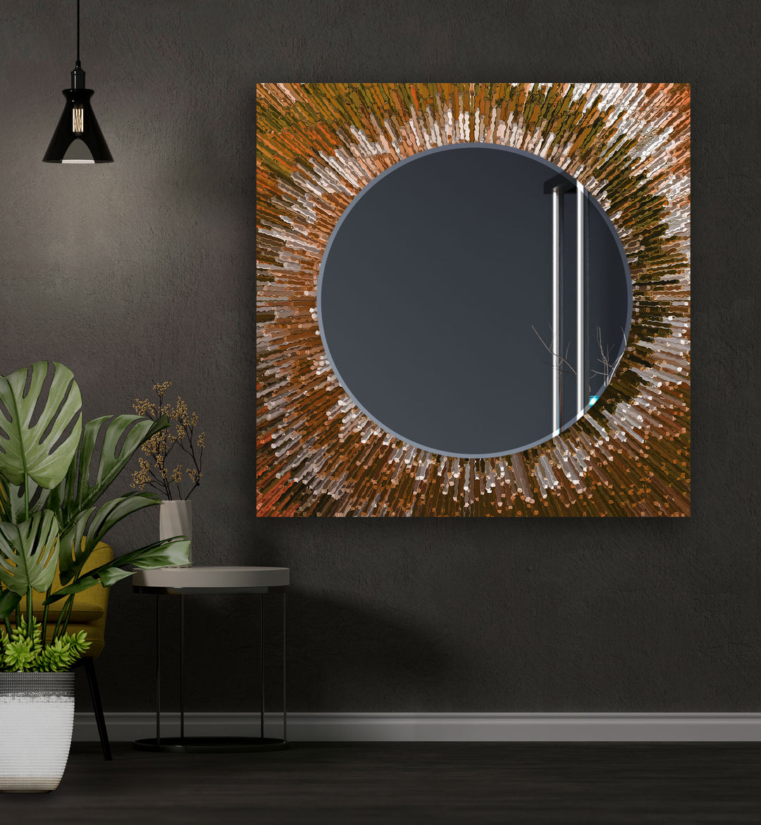 Orange & Brown Abstract Wall Mirror Blue Mirror
