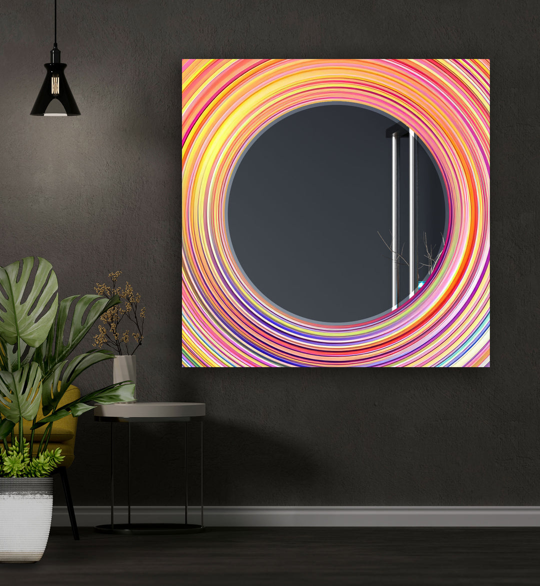 Orange Circle Round Wall Mirror Huge Wall Mirror
