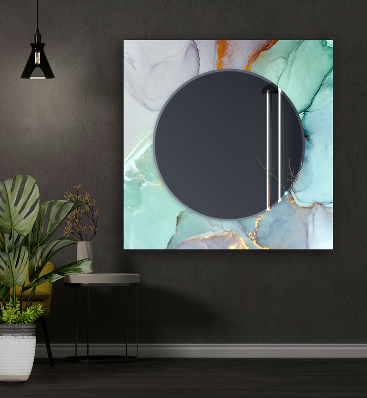 Green Abstract Wall Mirror Dining Room Wall Mirror
