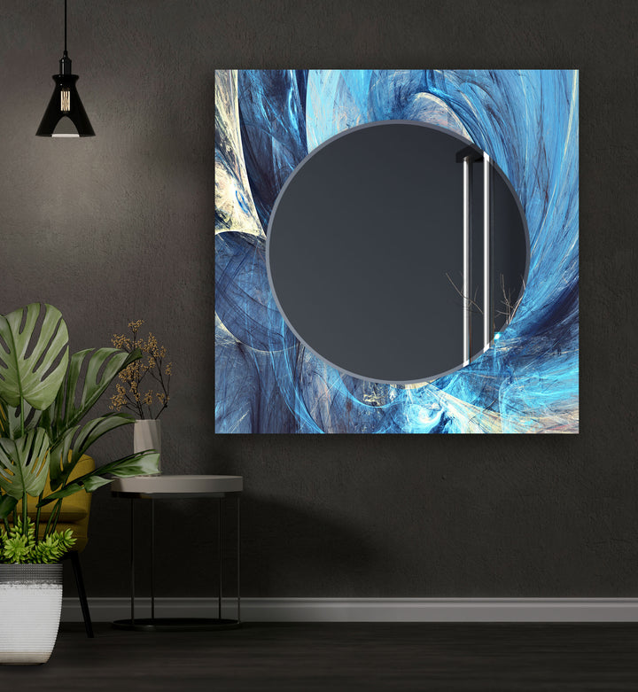 Dark Blue Abstract Wall Mirror large living room mirror
