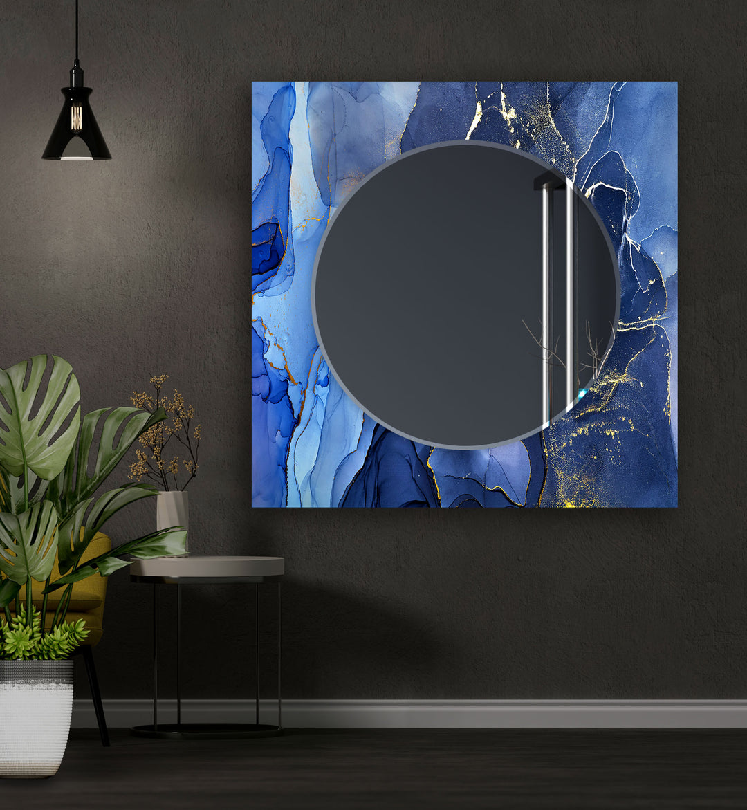 Blue & White Wall Mirror gold mirror
