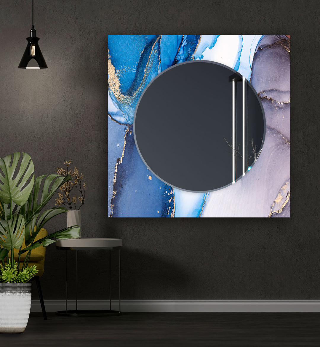 Purple & Blue Abstract Wall Mirrors Bedroom Wall Mirror
