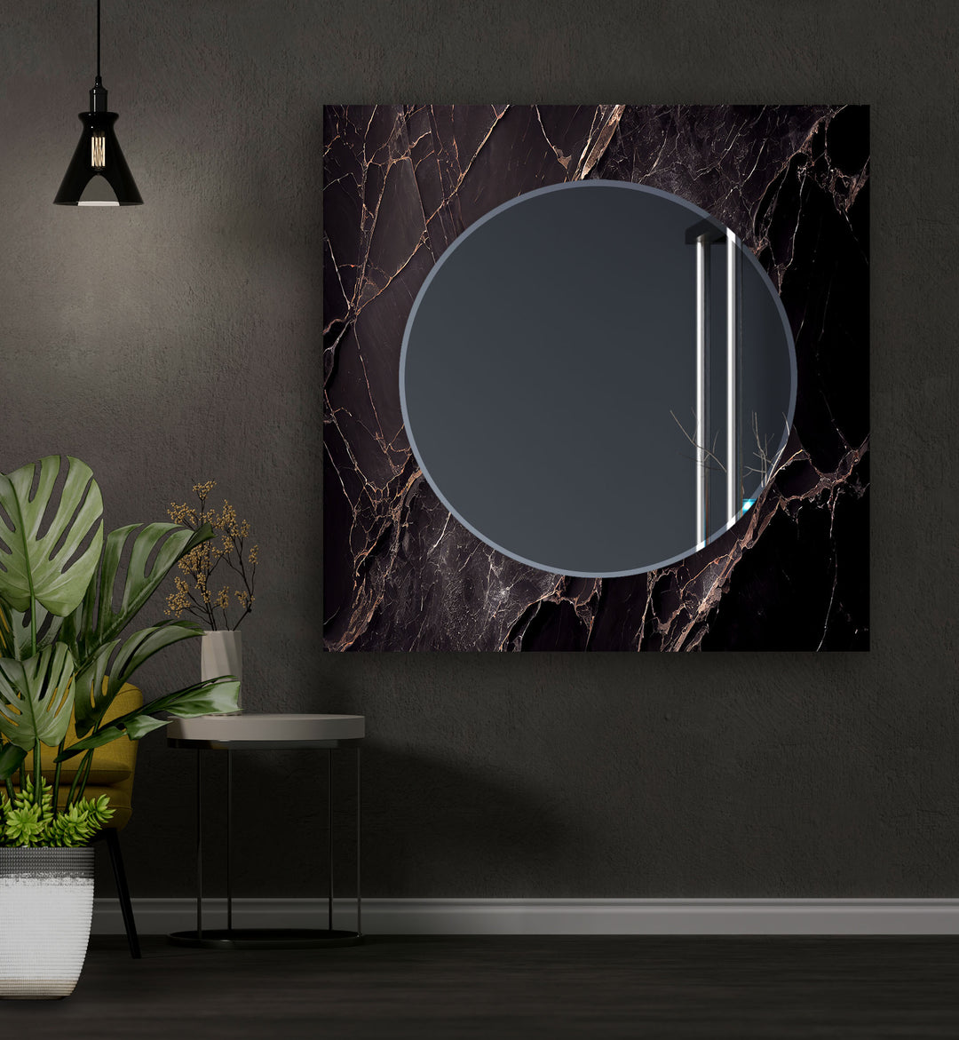 Brown Marble Wall Mirror Rectangle Mirror
