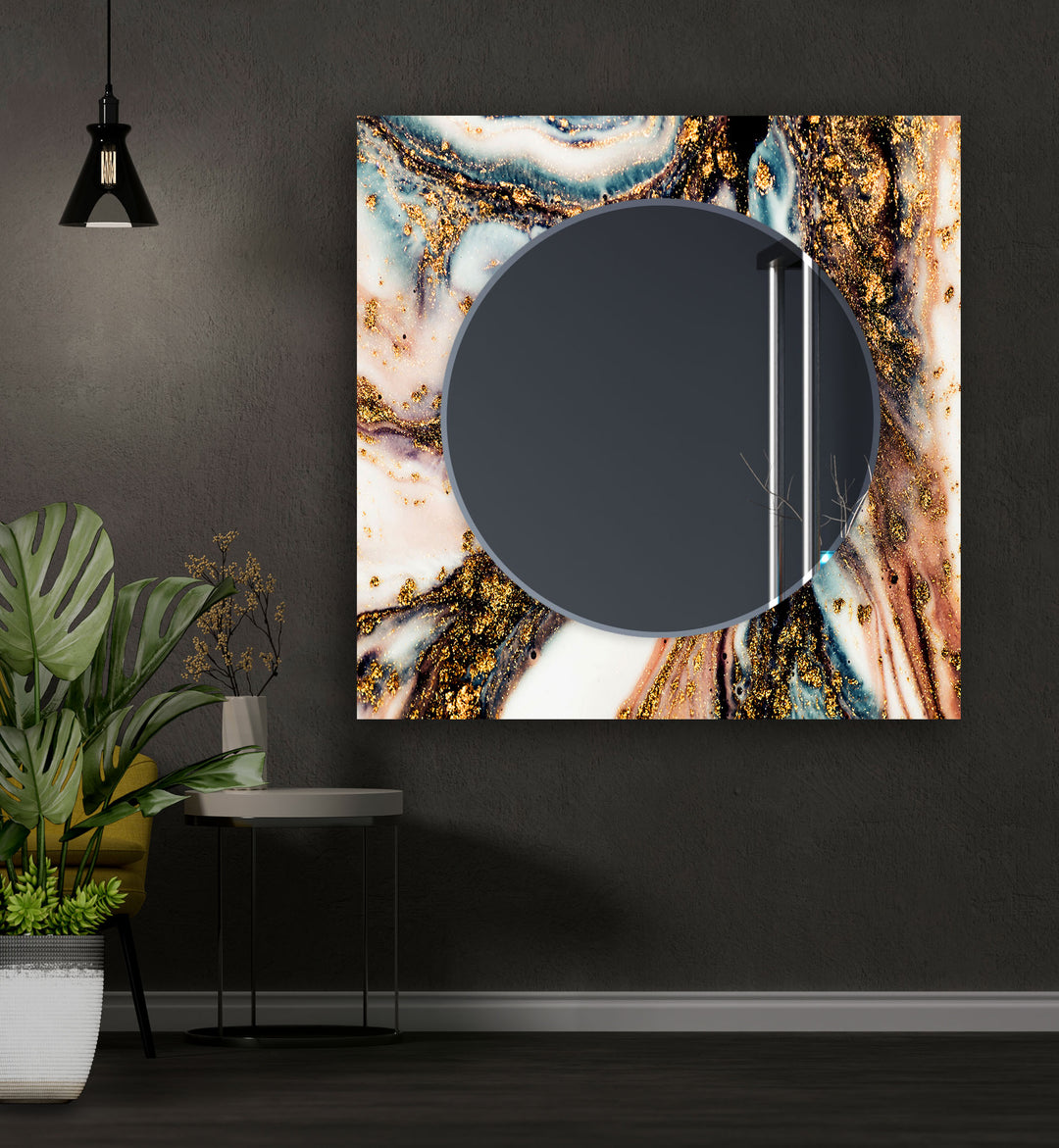 Brown Golden Abstract Wall Mirror Huge Wall Mirror
