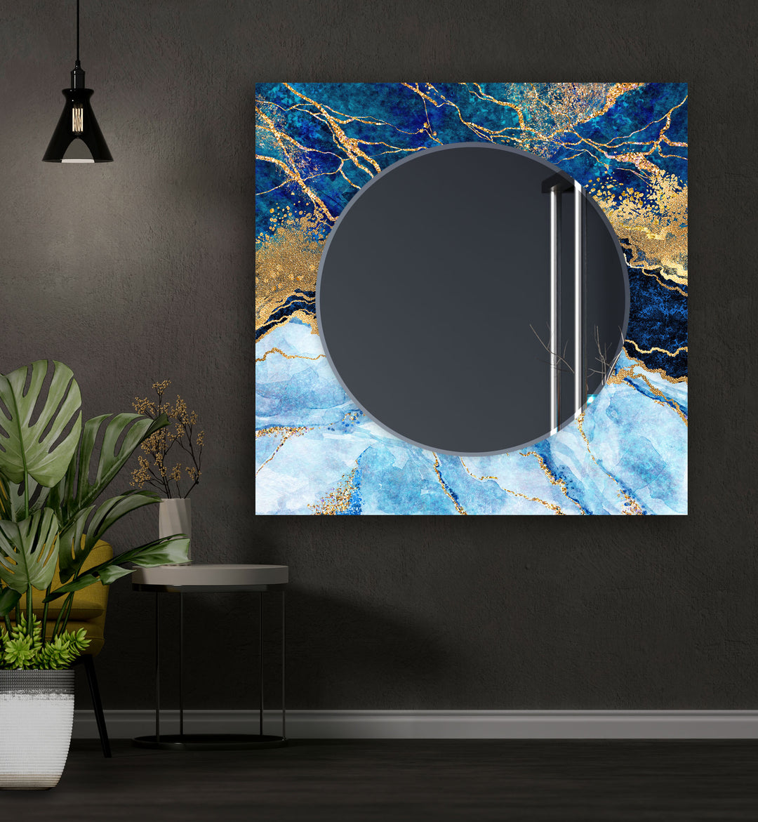 Light and Dark Blue Abstract Wall Mirror Blue Mirror
