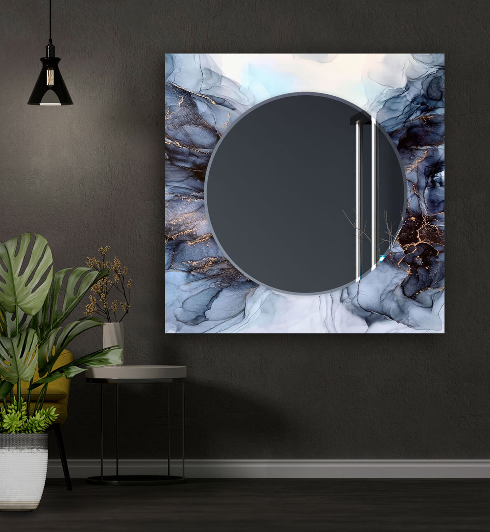 Abstract Grey Smoke Wall Mirrors Living Room Wall Mirror