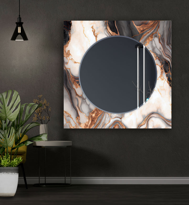 Black & White Brown Details Wall Mirror Small Mirror
