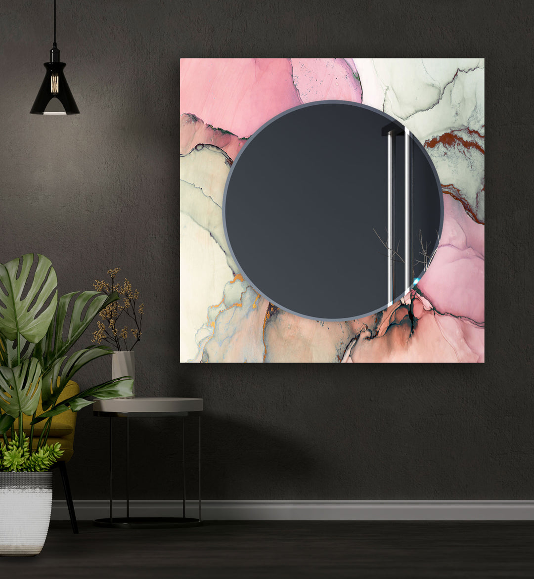 Pink Abstract Wall Mirror Living Room Wall Mirror
