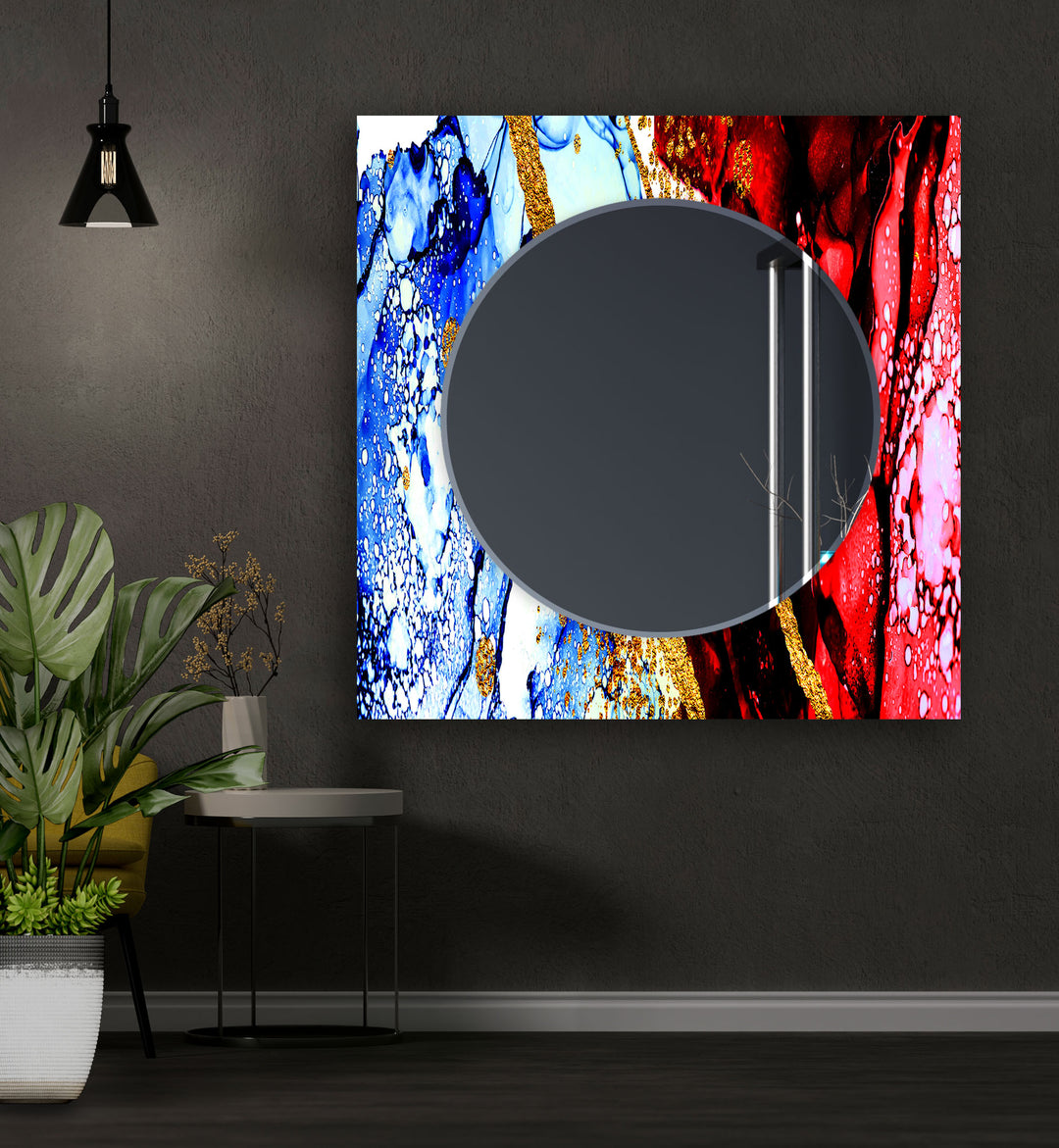 Blue & Red with Gold Wall Mirror large wall mirror
