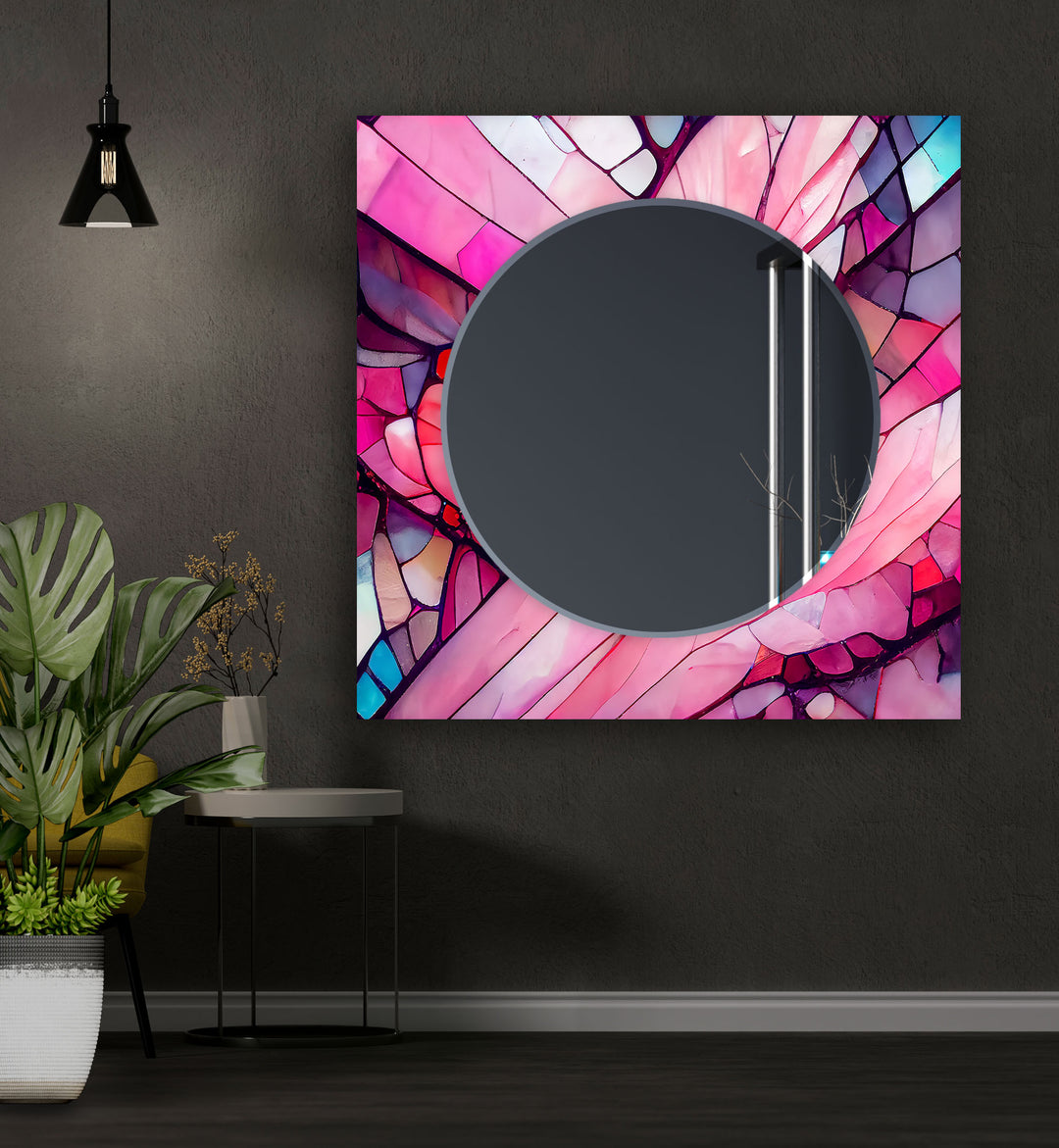 Pink Stained Wall Mirror Small Wall Mirror
