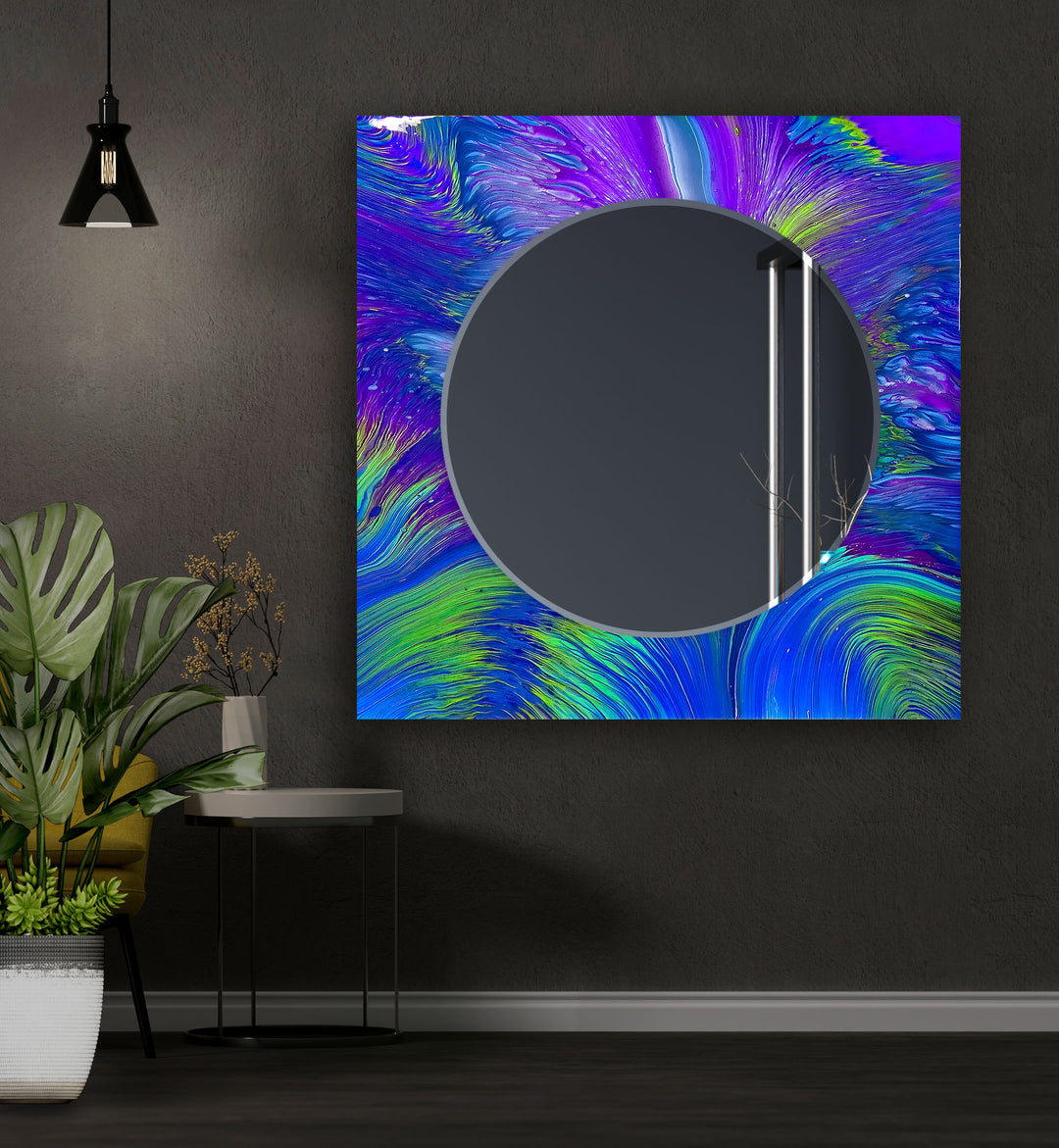 Abstract Purple and Green Wall Mirrors Bathroom Mirror
