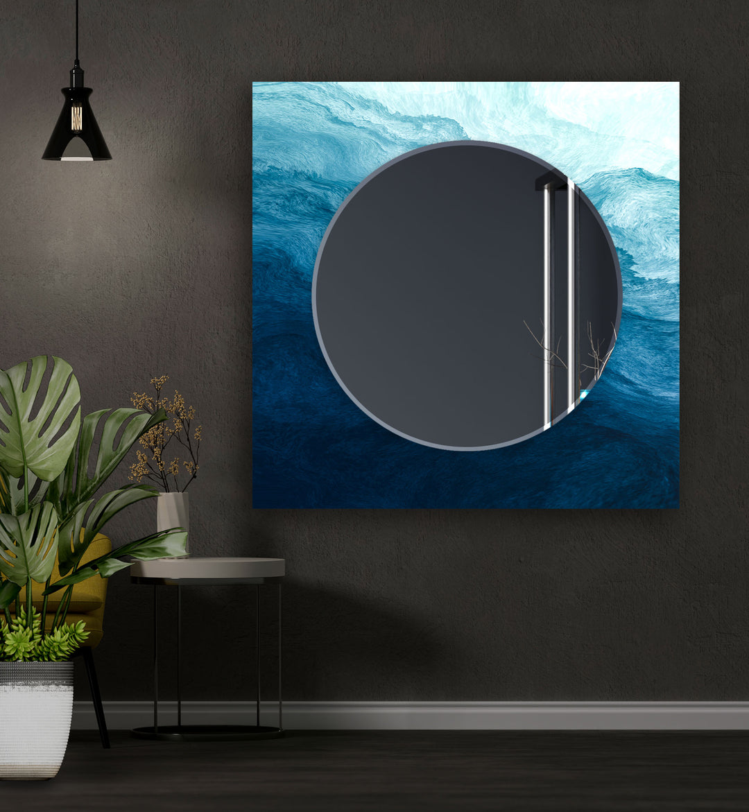 Dark and Light Blue Abstract Wall Mirror