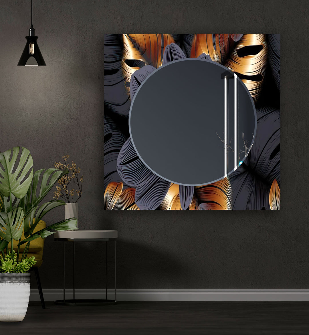 Brown & Grey Leaves Abstract Wall Mirror Long Mirror
