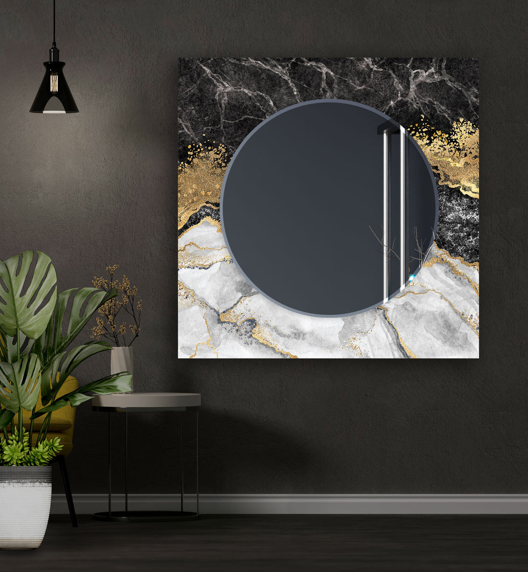 Black Marble with Golden Wall Mirror