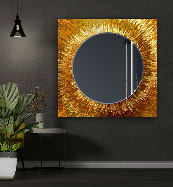 Orange Splash Round Wall Mirror Round Mirror
