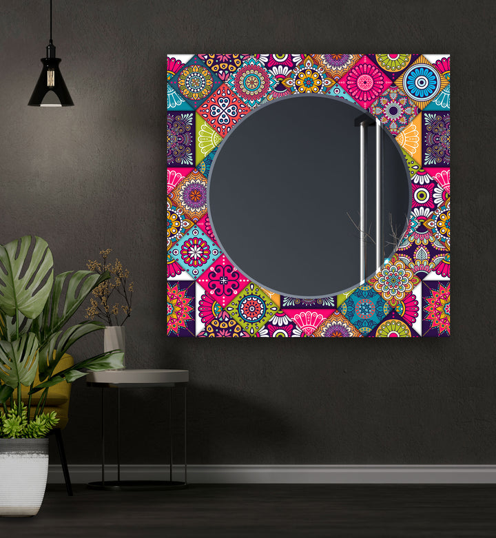 Pink and Red Mandala Wall Mirror full body mirror
