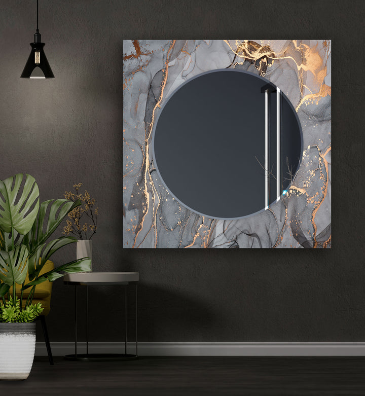 Bronze & Grey Marble Wall Mirror Modern Wall Mirror
