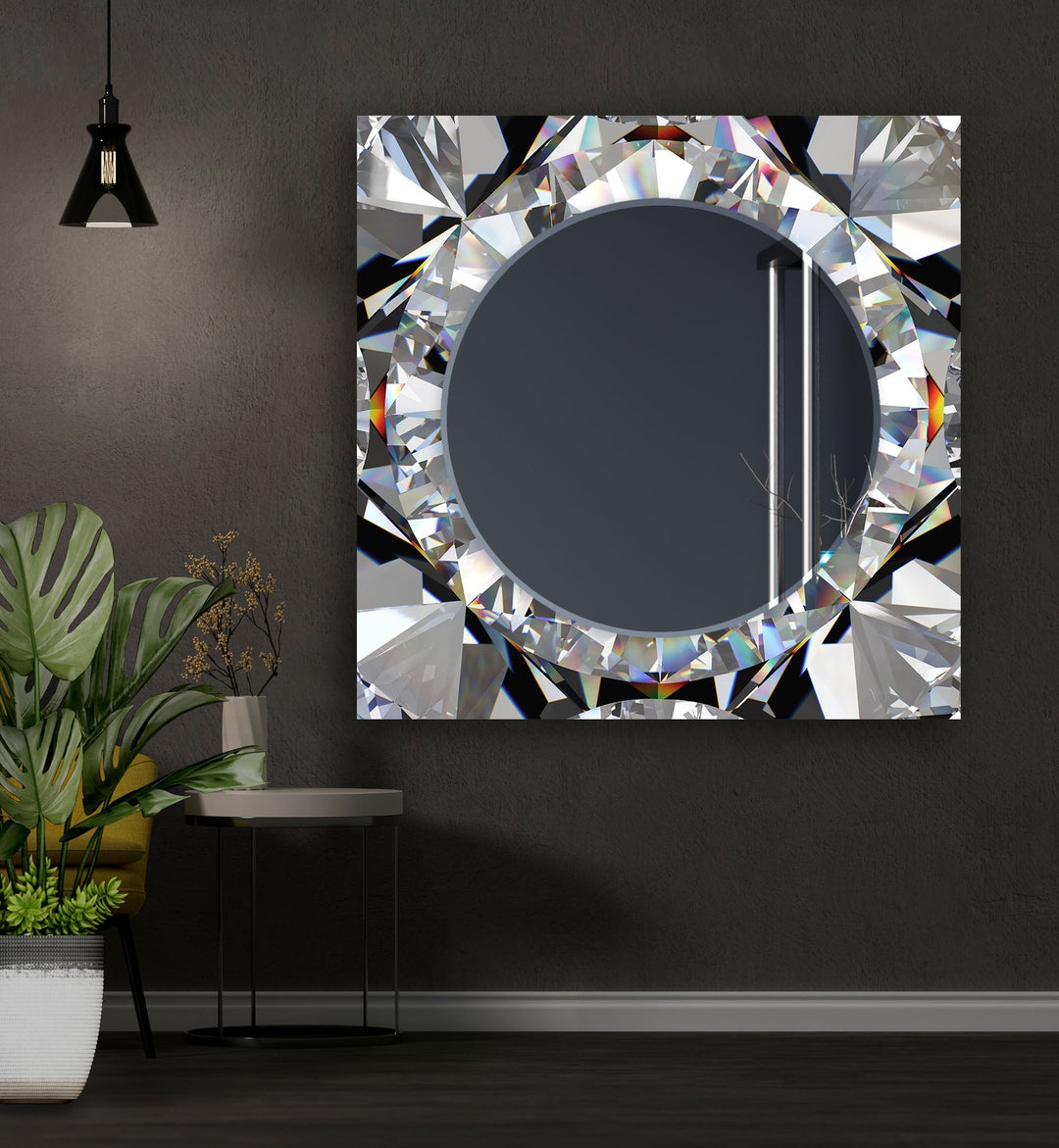 Diamond Round Wall Mirror huge mirror
