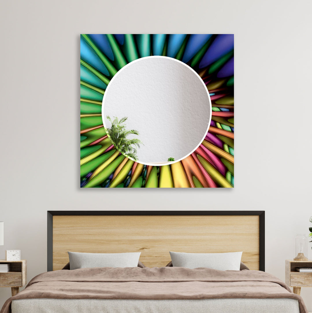 Rainbow Colors Abstract Wall Mirror black frame mirror
