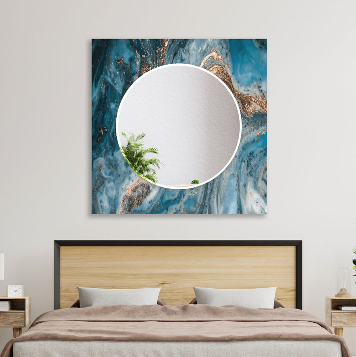 Abstract Blue Golden Details Wall Mirrors modern mirror
